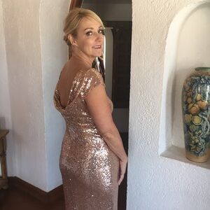 Stunning Backless Rose Gold Sequin Dress, 8